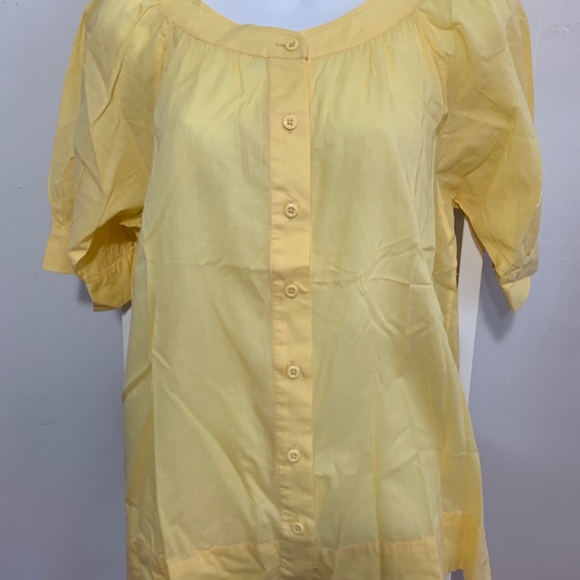 Chico’s Yellow & Red 100% Cotton Button Down Short Sleeve Top’s - Picture 4 of 10